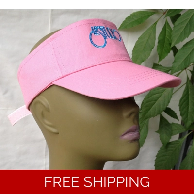 Unisex Pink Sun Visor Hat White & Blue Logo